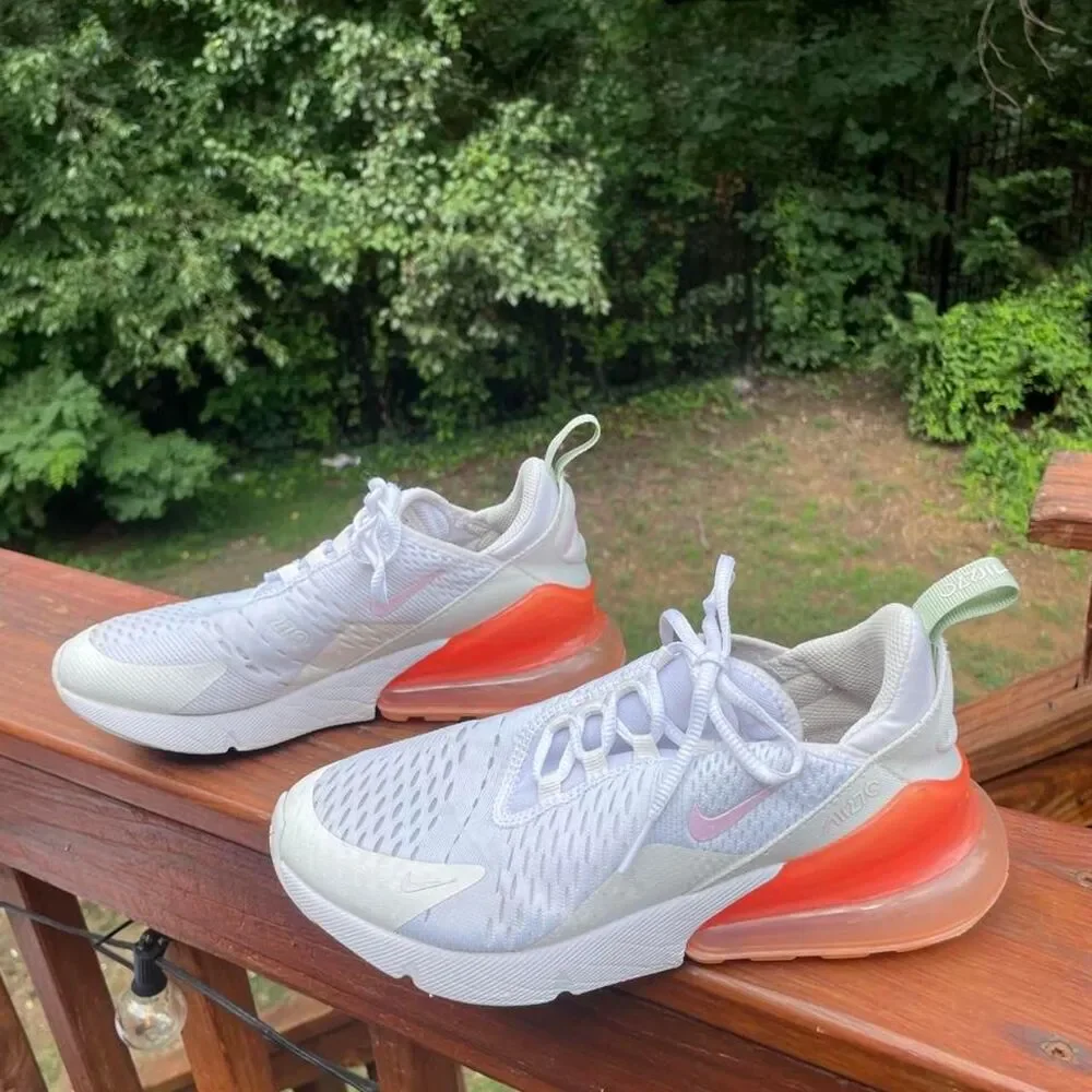 Nike Air Max 270 Youth 5.5 White Orange Running Sneakers